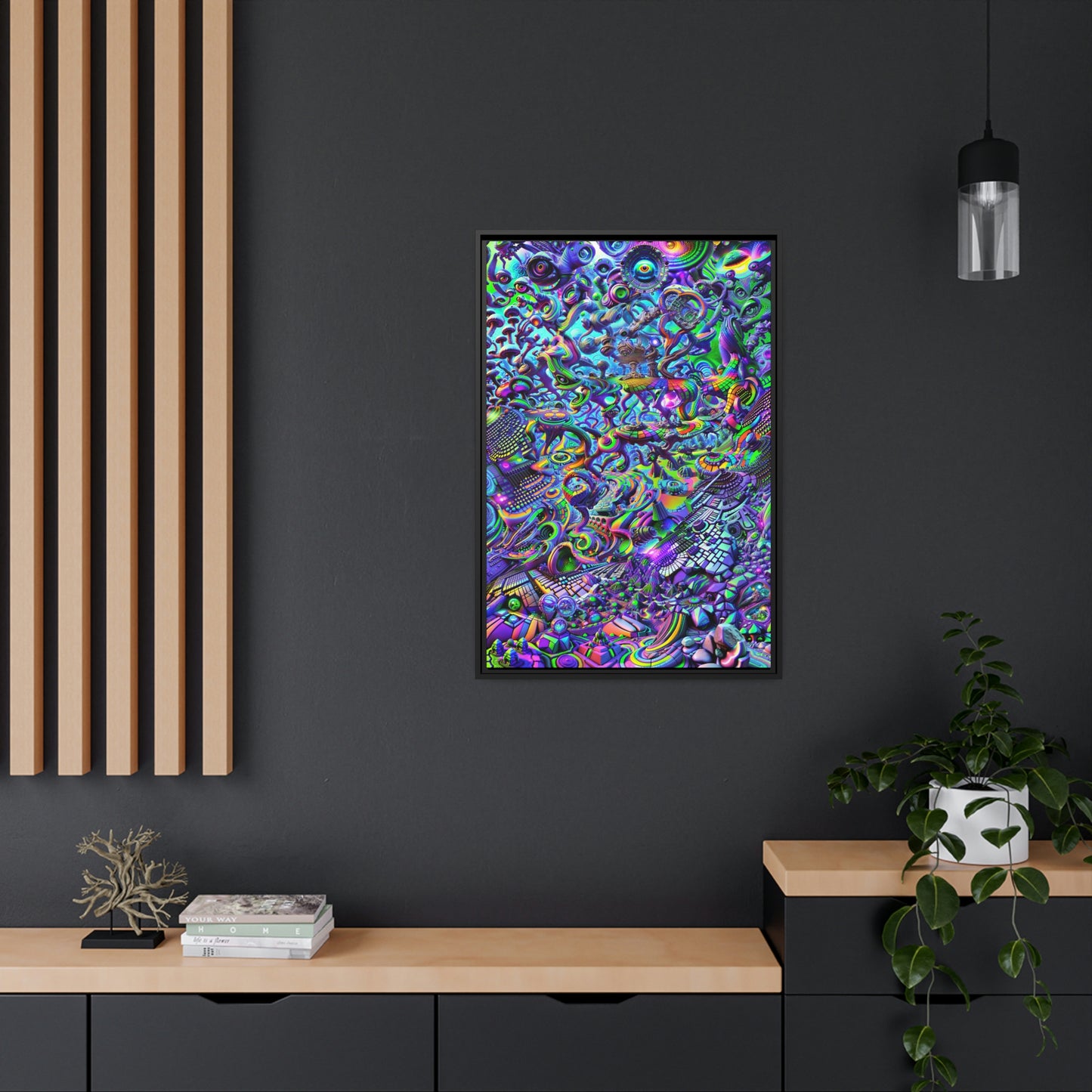 "PSYCHEDELIC WONDERLAND 2.0" Matte Canvas, Black Frame