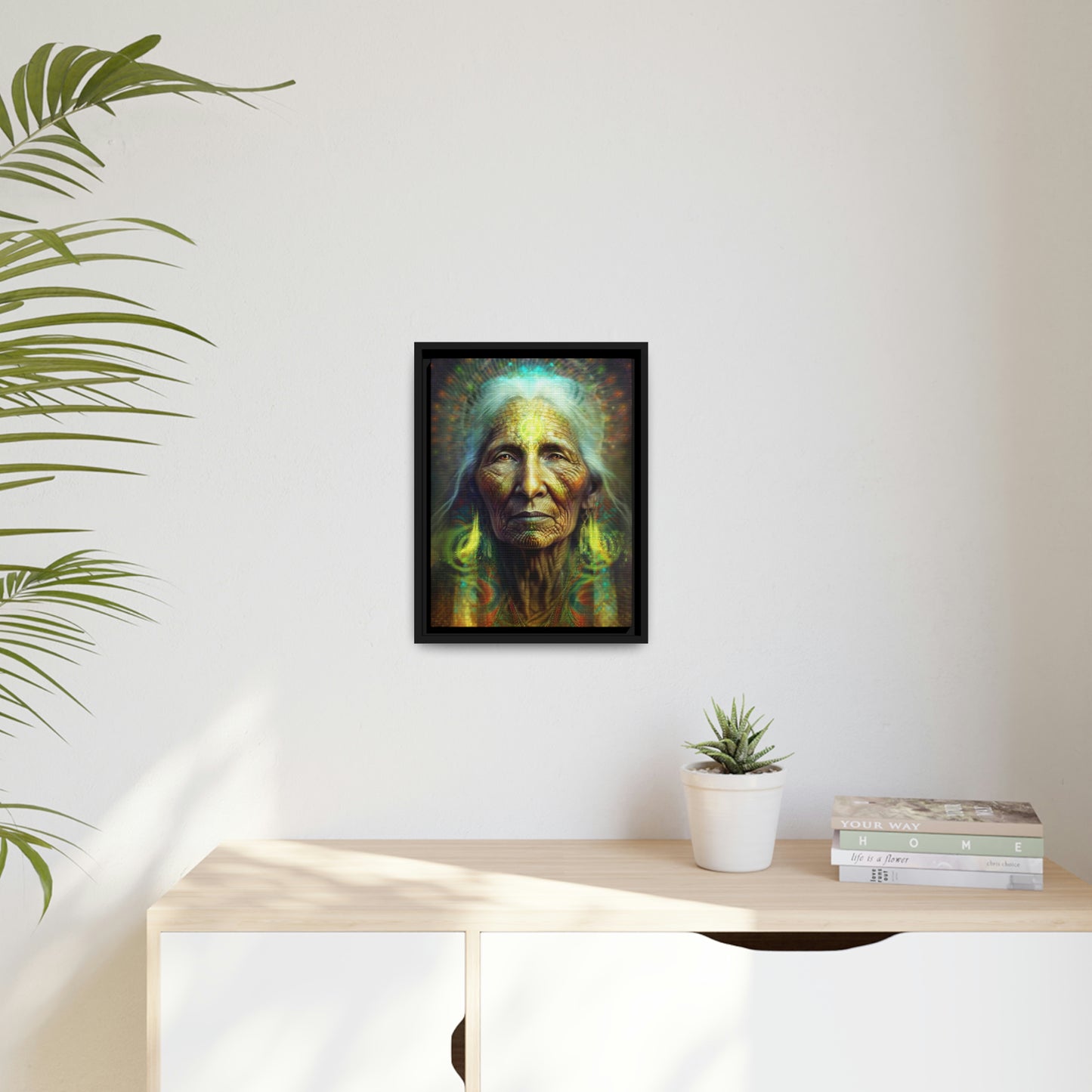 "SACRED WISDOM" Matte Canvas, Black Frame