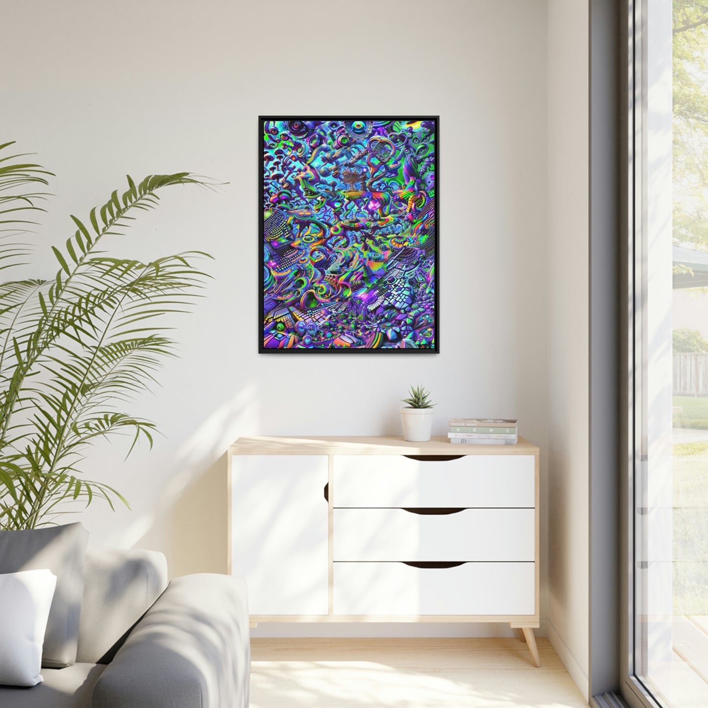 "PSYCHEDELIC WONDERLAND 2.0" Matte Canvas, Black Frame