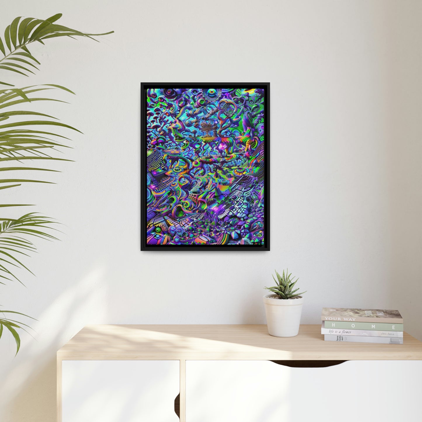 "PSYCHEDELIC WONDERLAND 2.0" Matte Canvas, Black Frame