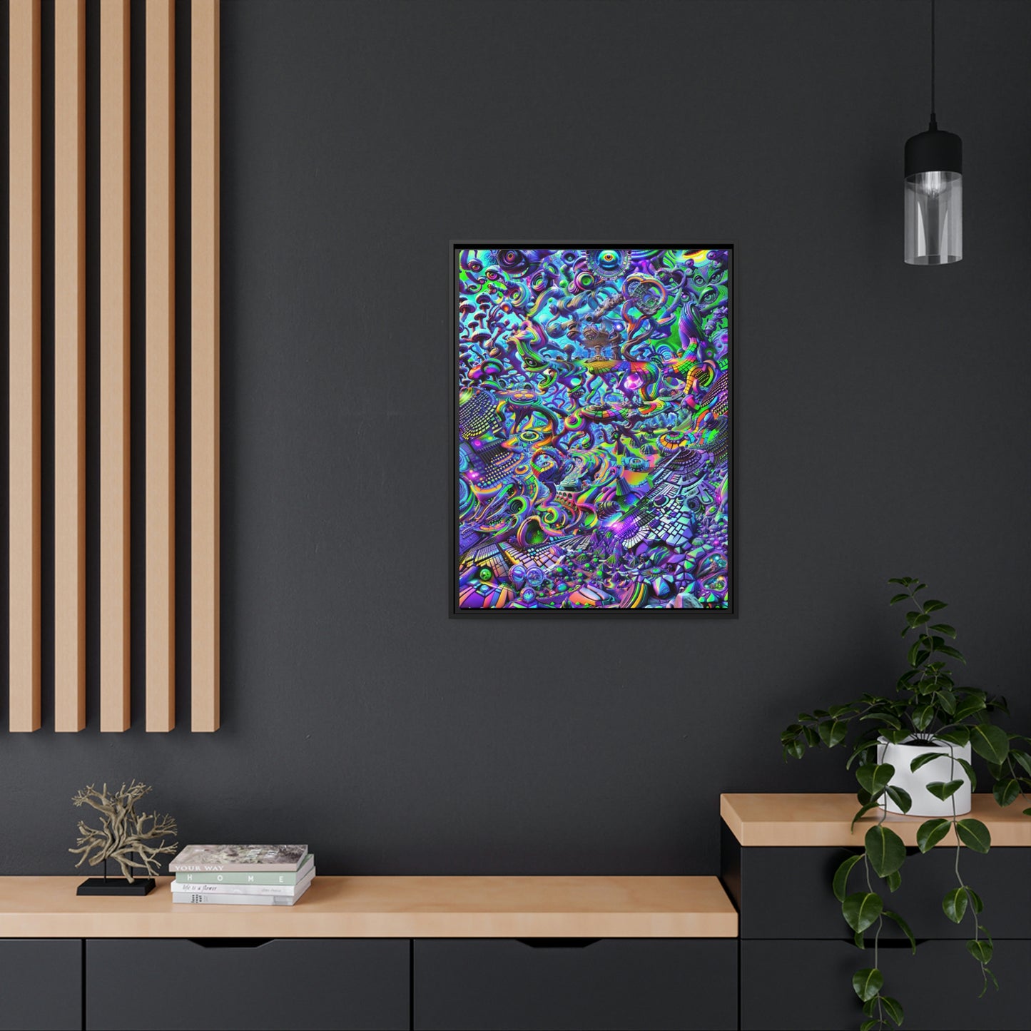 "PSYCHEDELIC WONDERLAND 2.0" Matte Canvas, Black Frame