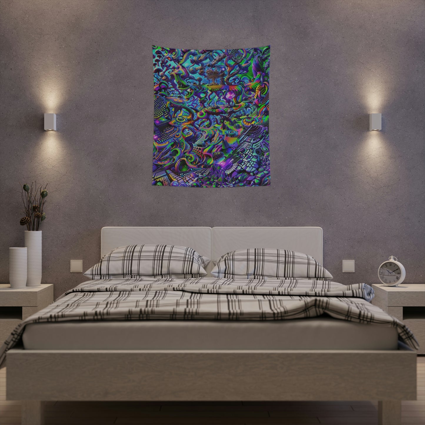 "PSYCHEDELIC WONDERLAND 2.0" Printed Wall Tapestry