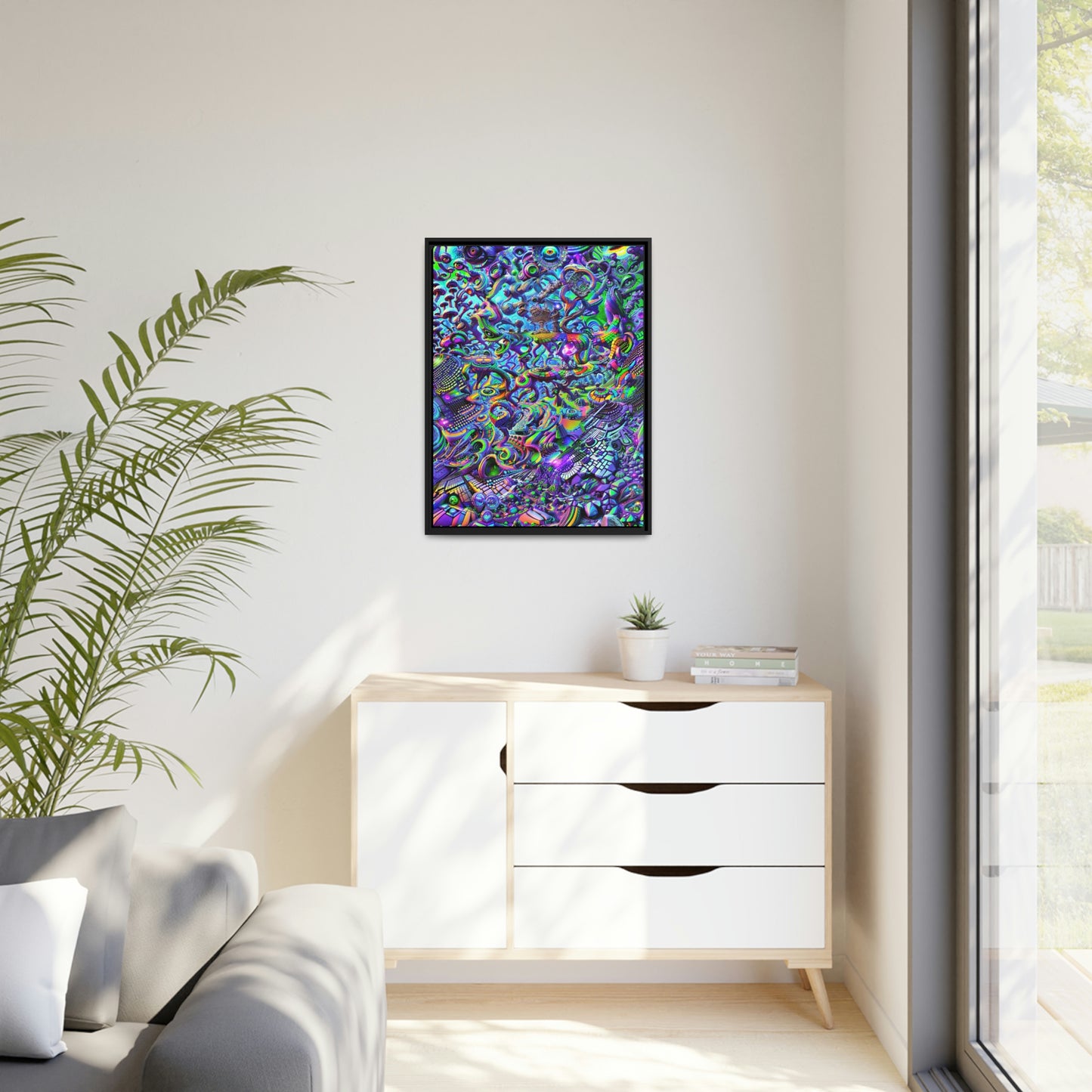 "PSYCHEDELIC WONDERLAND 2.0" Matte Canvas, Black Frame