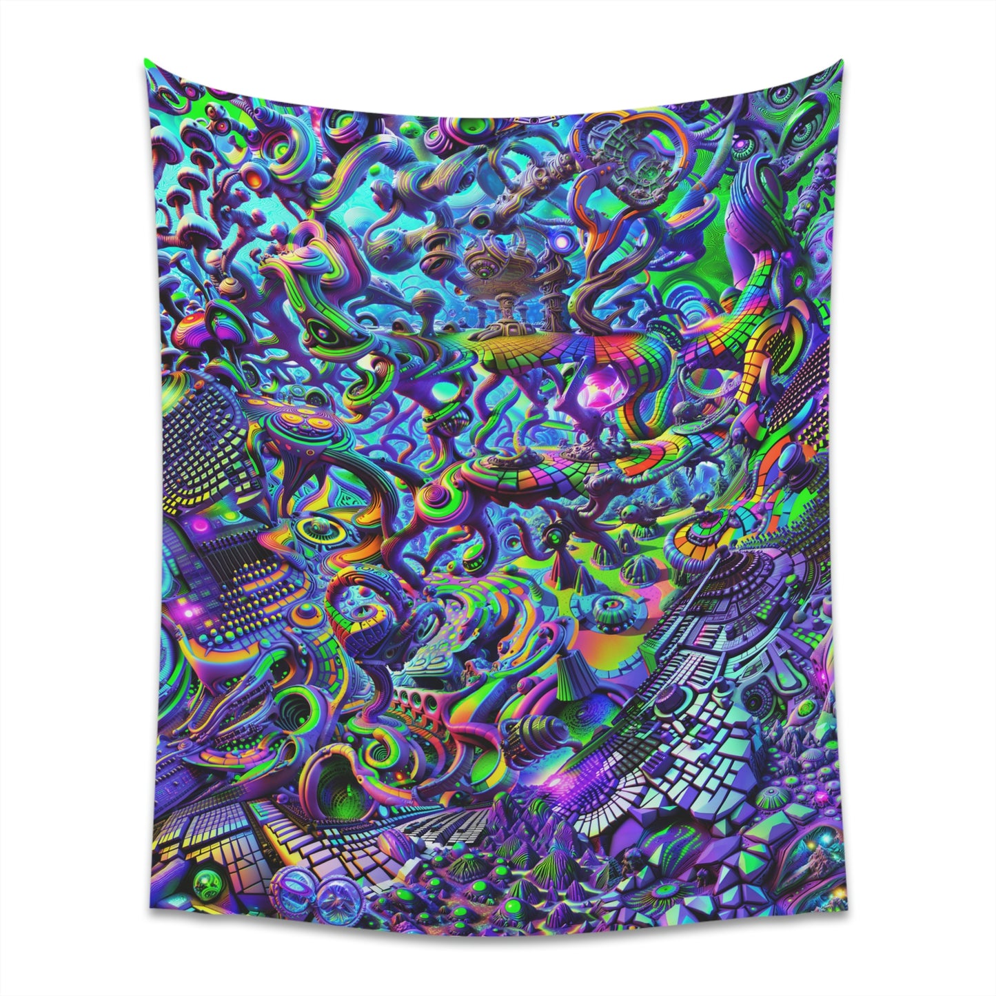 "PSYCHEDELIC WONDERLAND 2.0" Printed Wall Tapestry