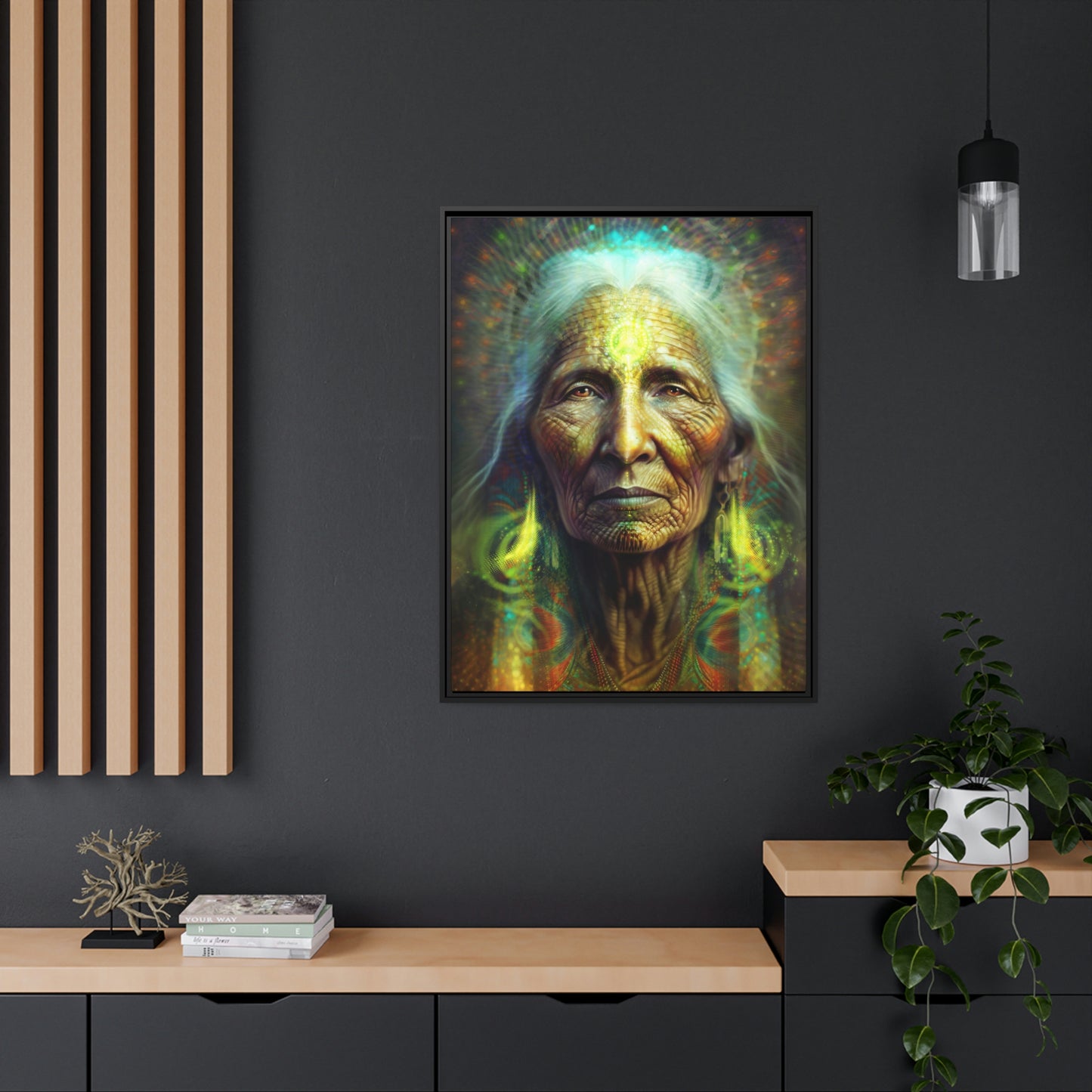 "SACRED WISDOM" Matte Canvas, Black Frame