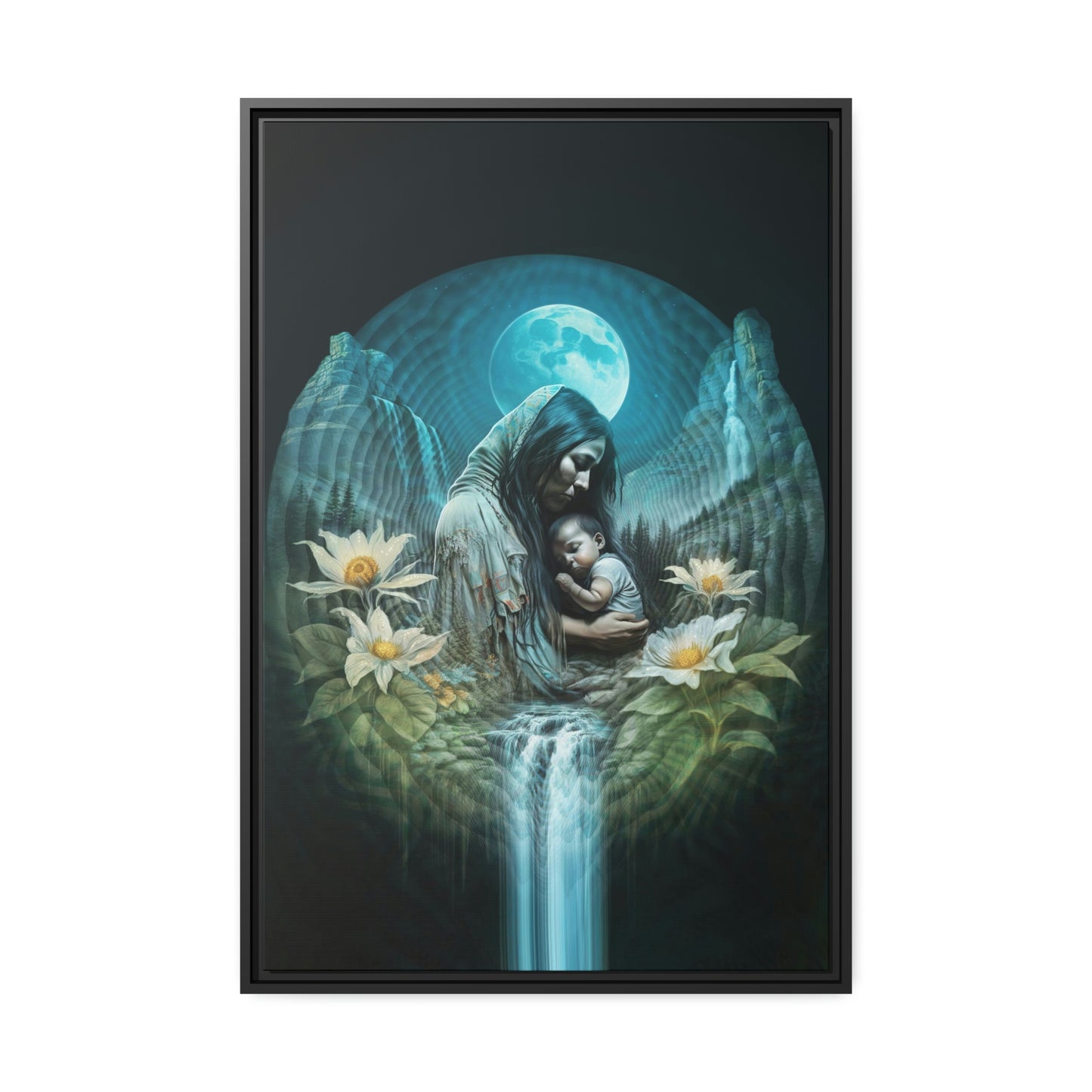 "NATURE NURTURE" Matte Canvas, Black Frame