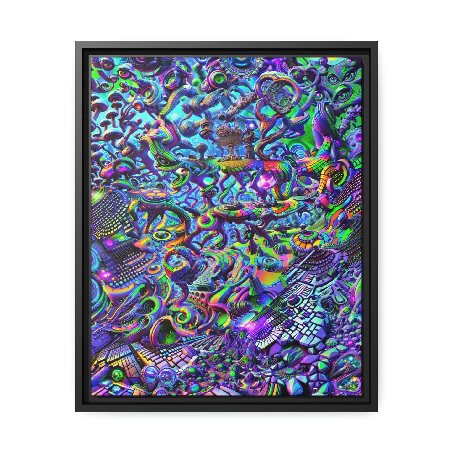 "PSYCHEDELIC WONDERLAND 2.0" Matte Canvas, Black Frame