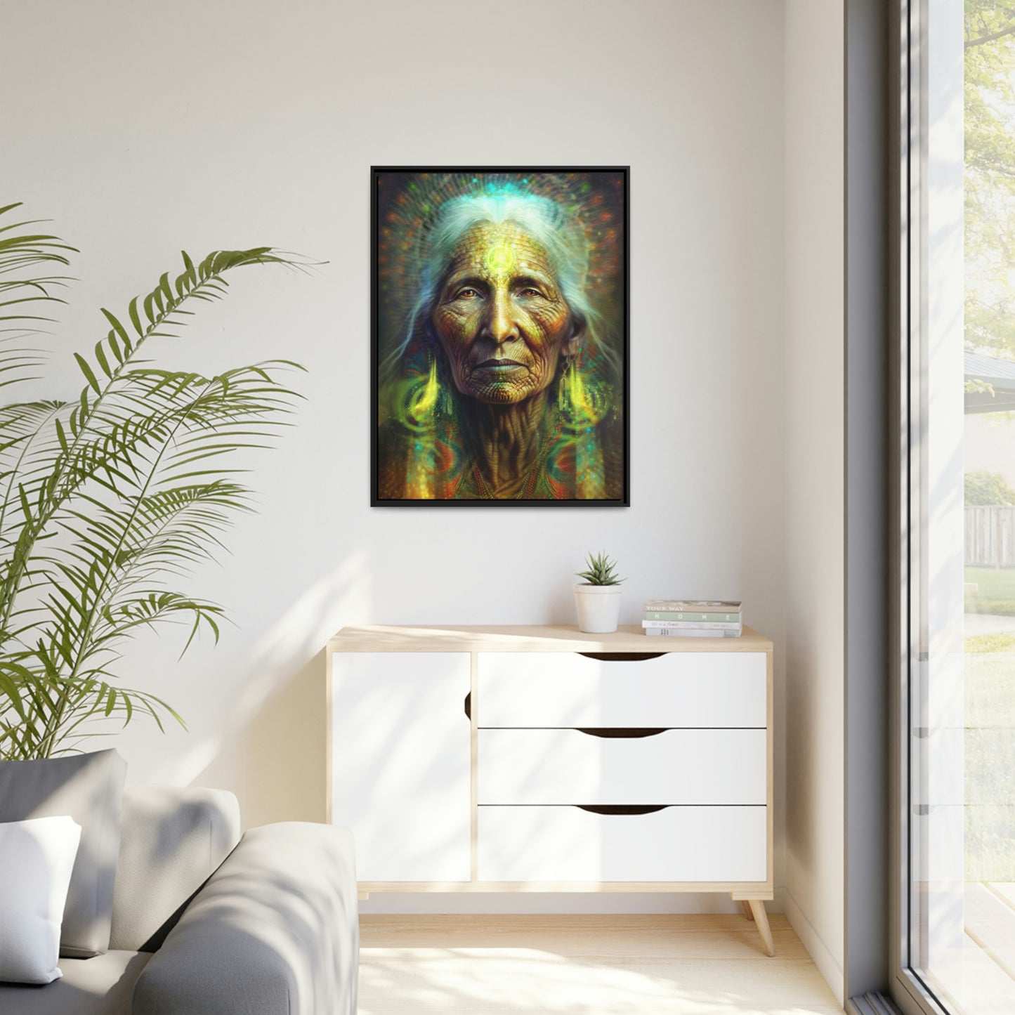 "SACRED WISDOM" Matte Canvas, Black Frame