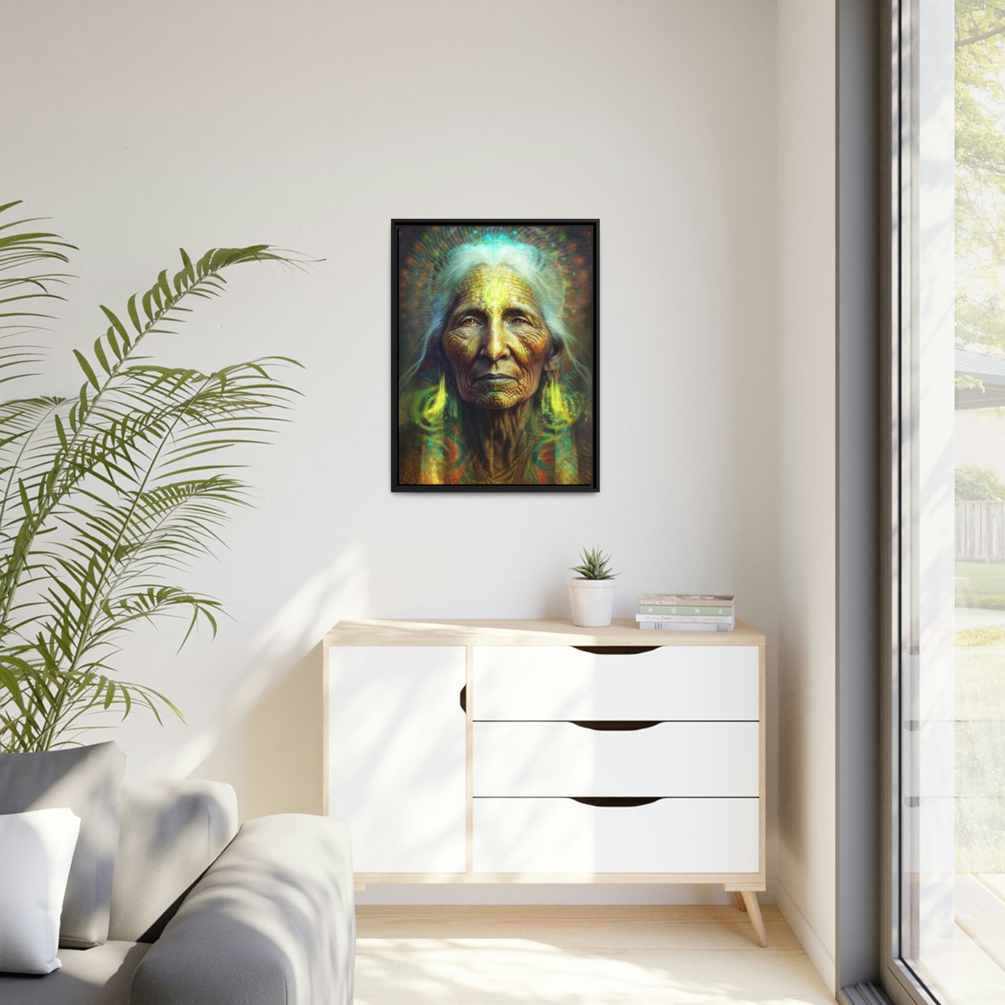 "SACRED WISDOM" Matte Canvas, Black Frame