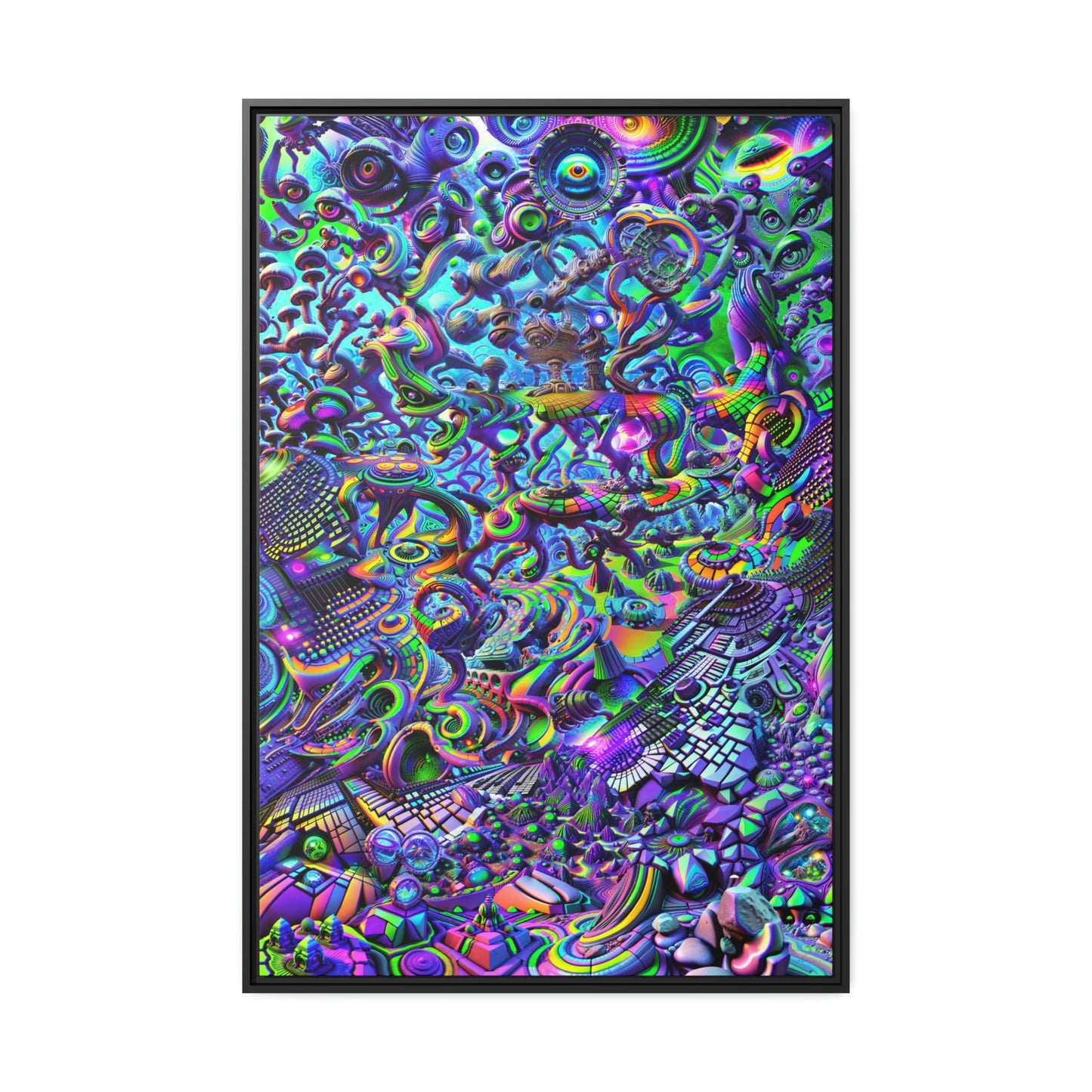 "PSYCHEDELIC WONDERLAND 2.0" Matte Canvas, Black Frame