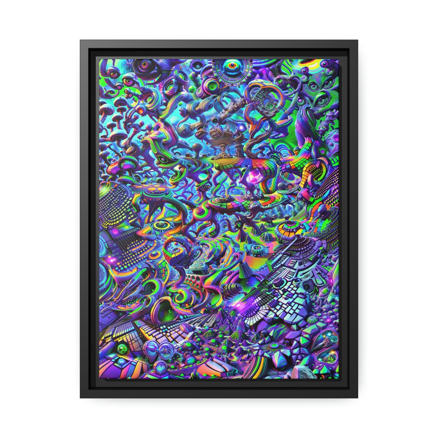 "PSYCHEDELIC WONDERLAND 2.0" Matte Canvas, Black Frame