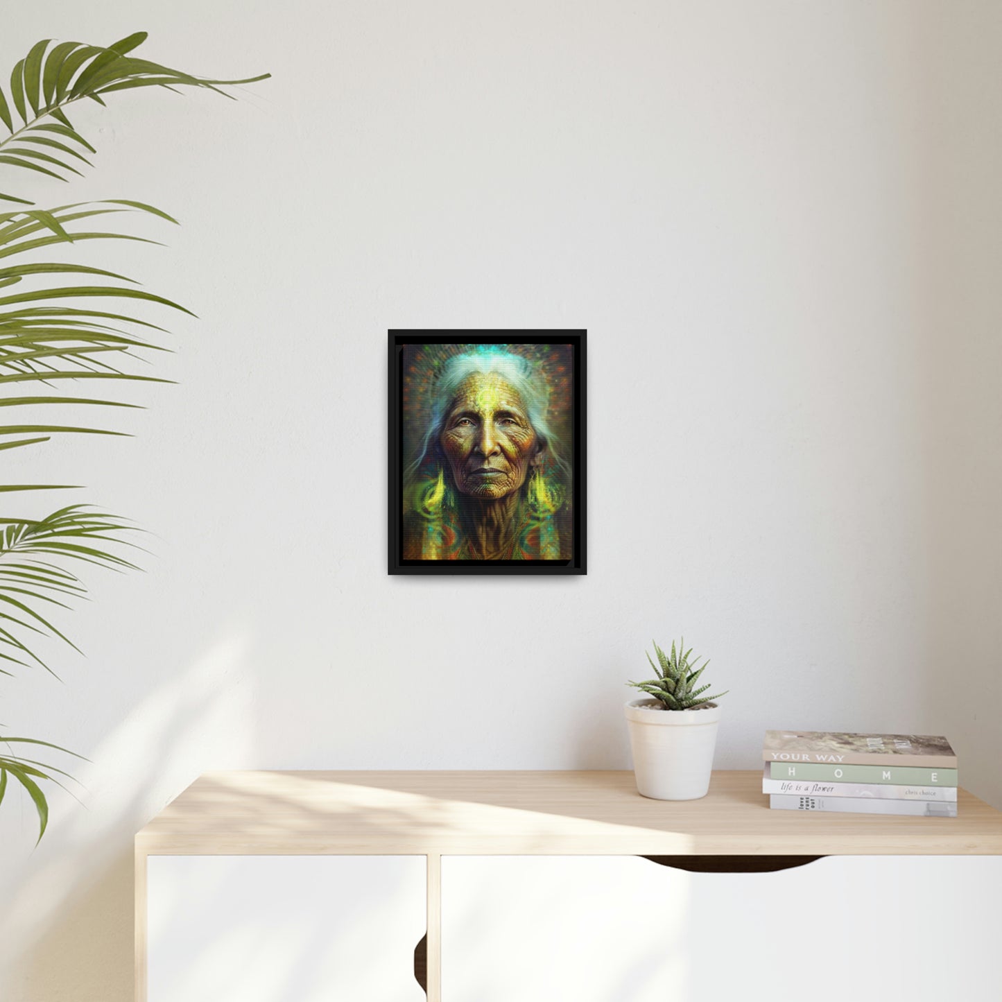 "SACRED WISDOM" Matte Canvas, Black Frame