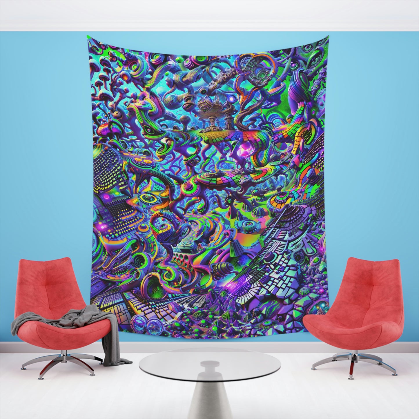 "PSYCHEDELIC WONDERLAND 2.0" Printed Wall Tapestry