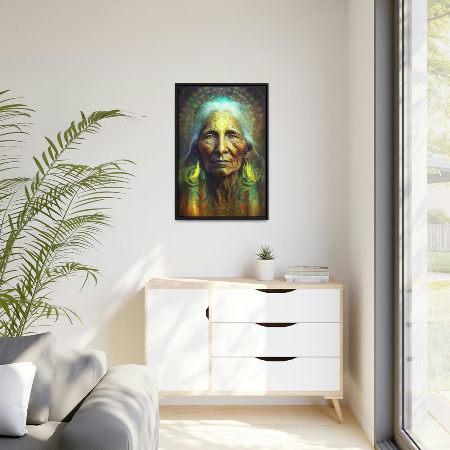 "SACRED WISDOM" Matte Canvas, Black Frame