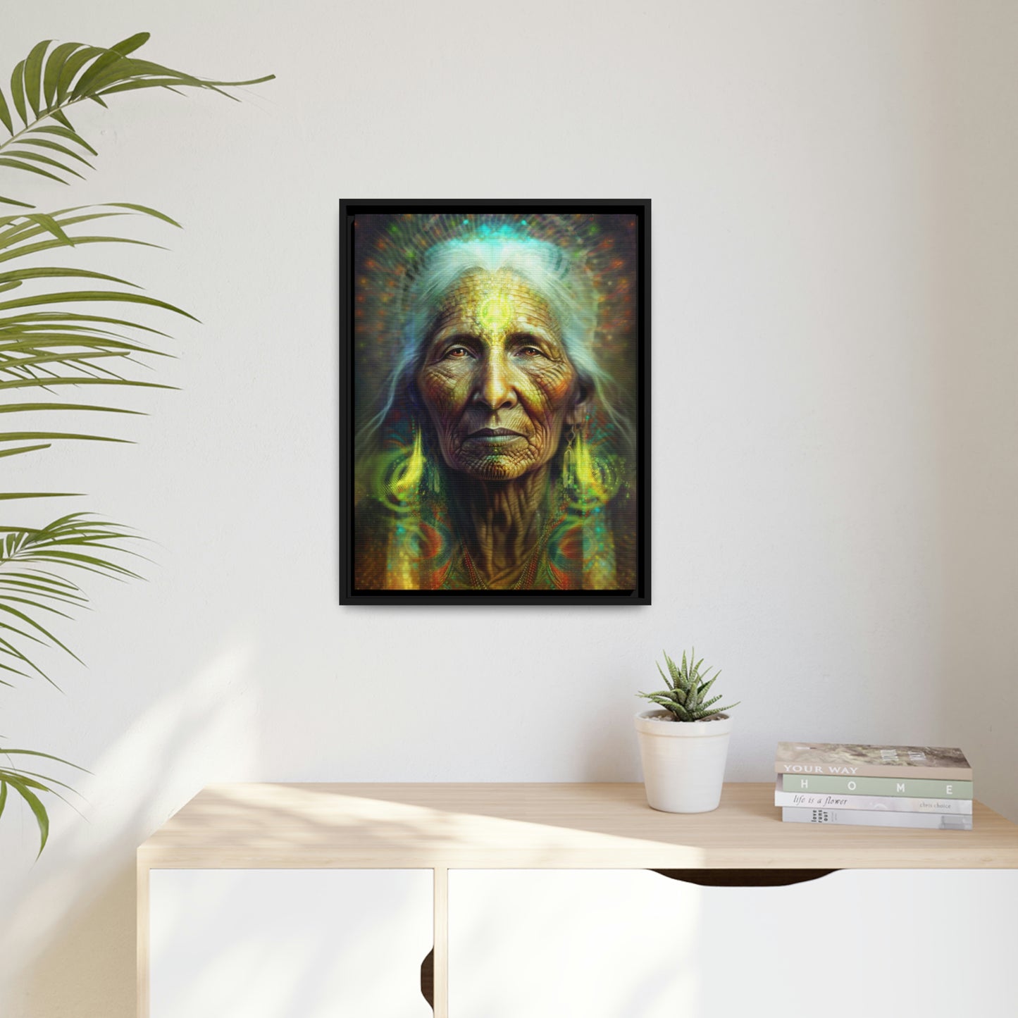 "SACRED WISDOM" Matte Canvas, Black Frame