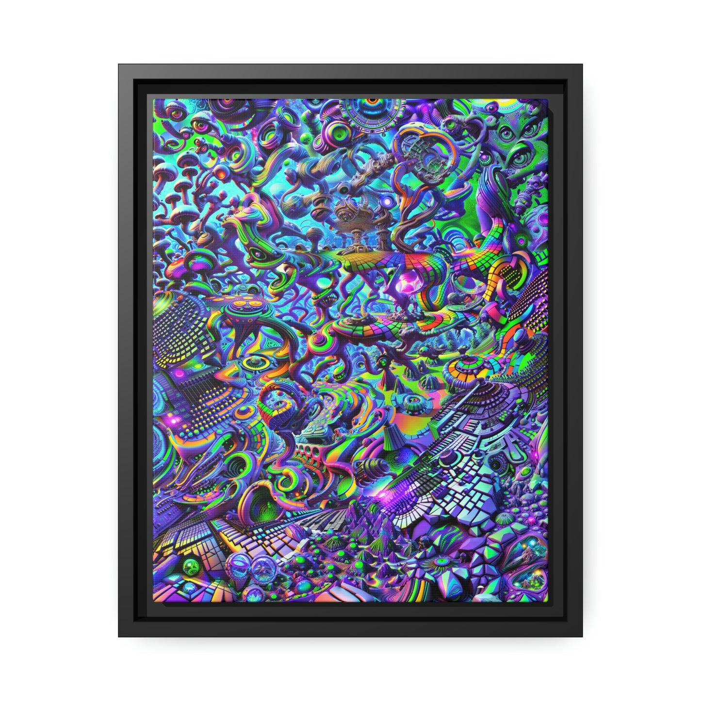 "PSYCHEDELIC WONDERLAND 2.0" Matte Canvas, Black Frame