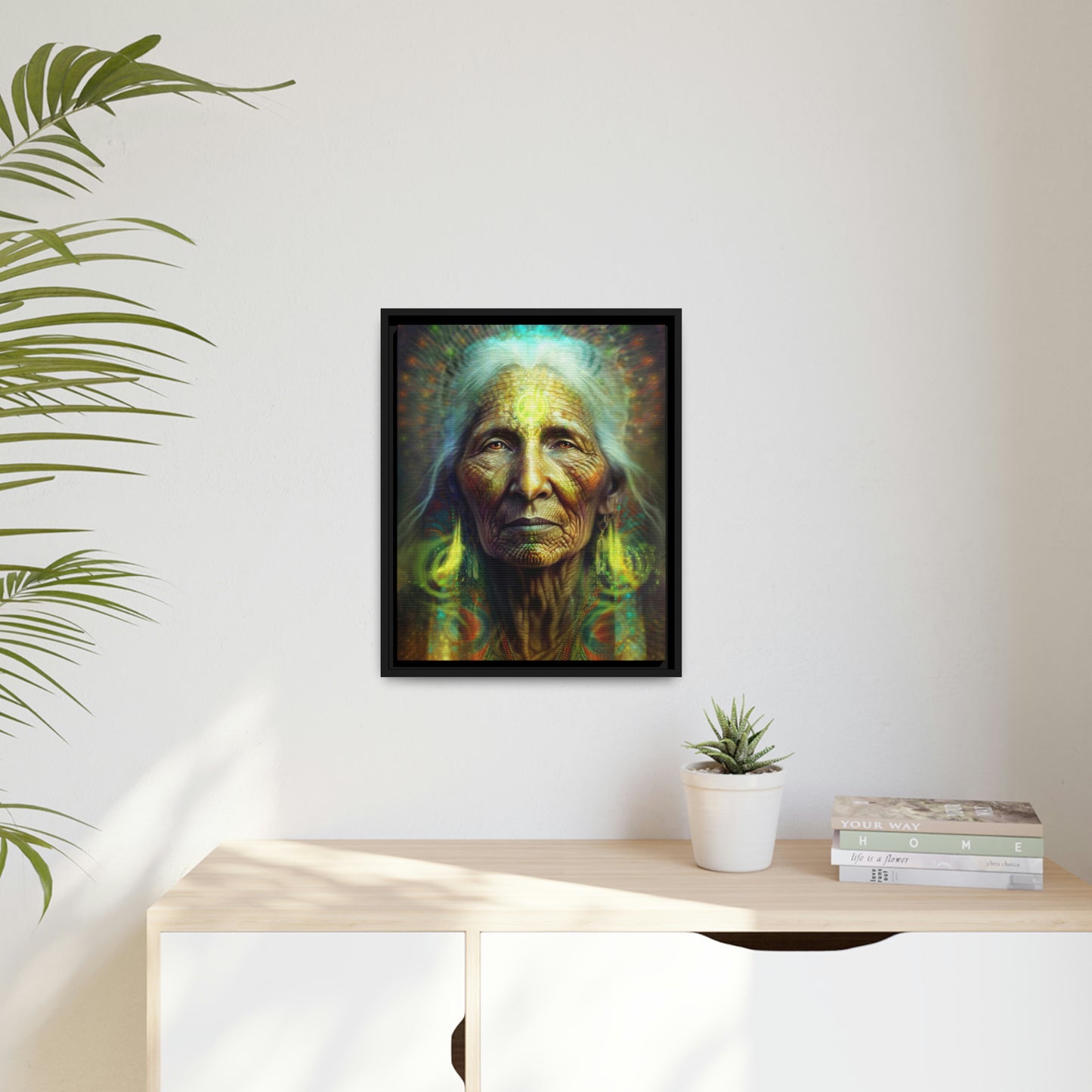 "SACRED WISDOM" Matte Canvas, Black Frame