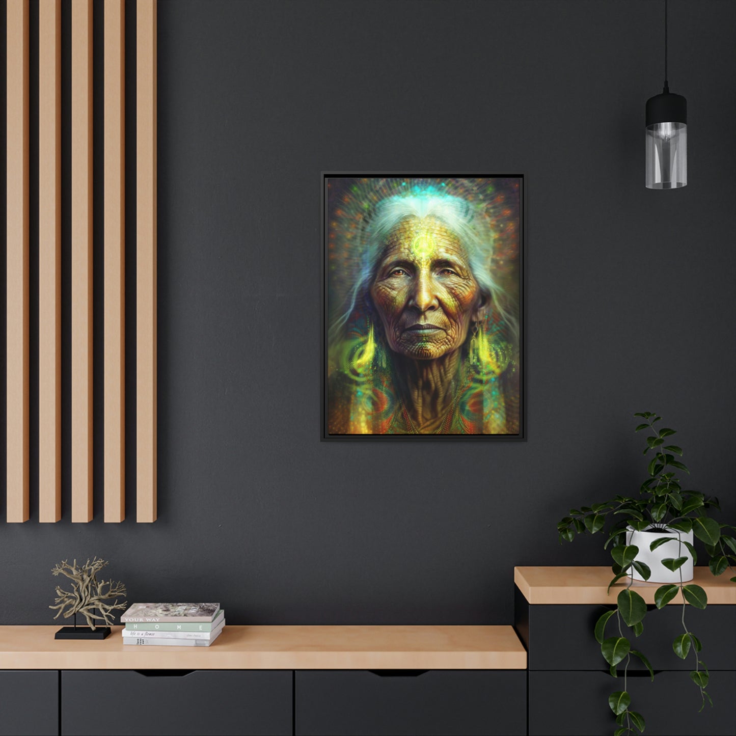 "SACRED WISDOM" Matte Canvas, Black Frame