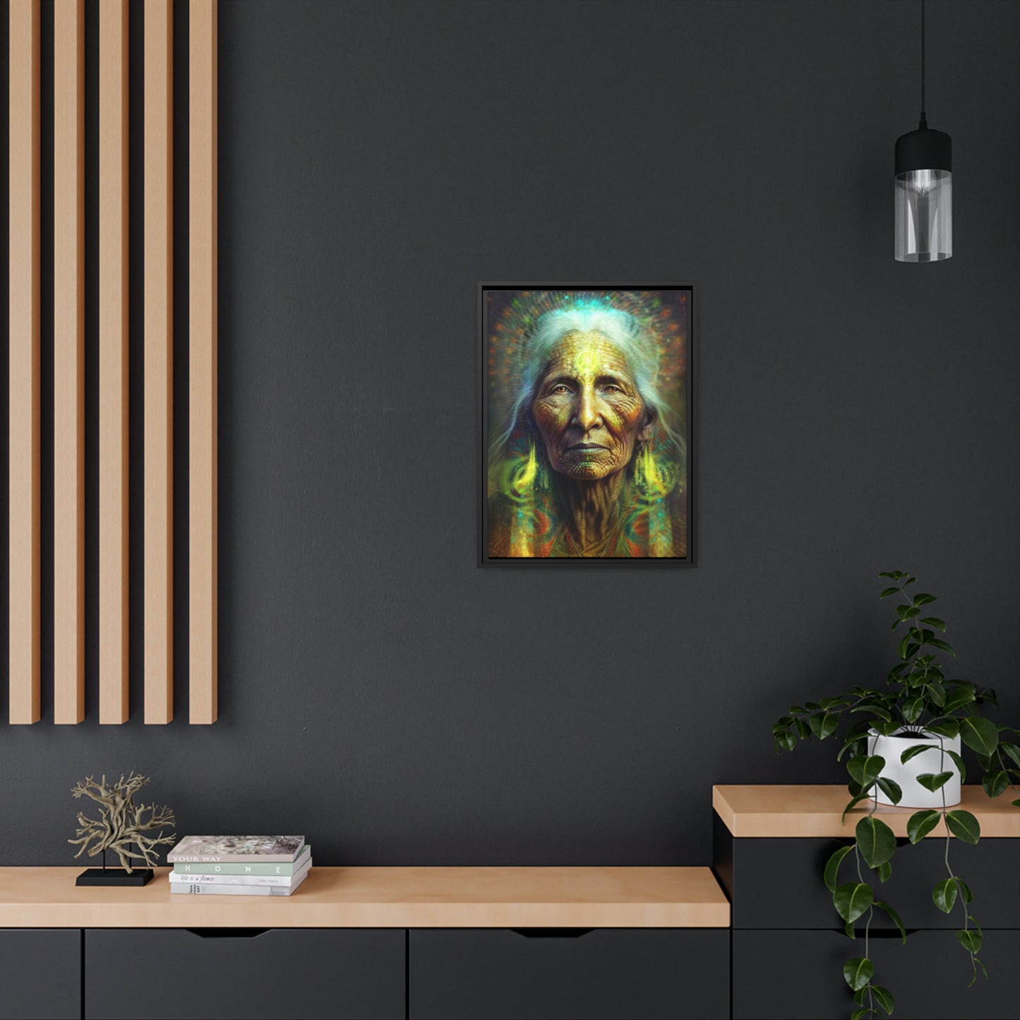 "SACRED WISDOM" Matte Canvas, Black Frame