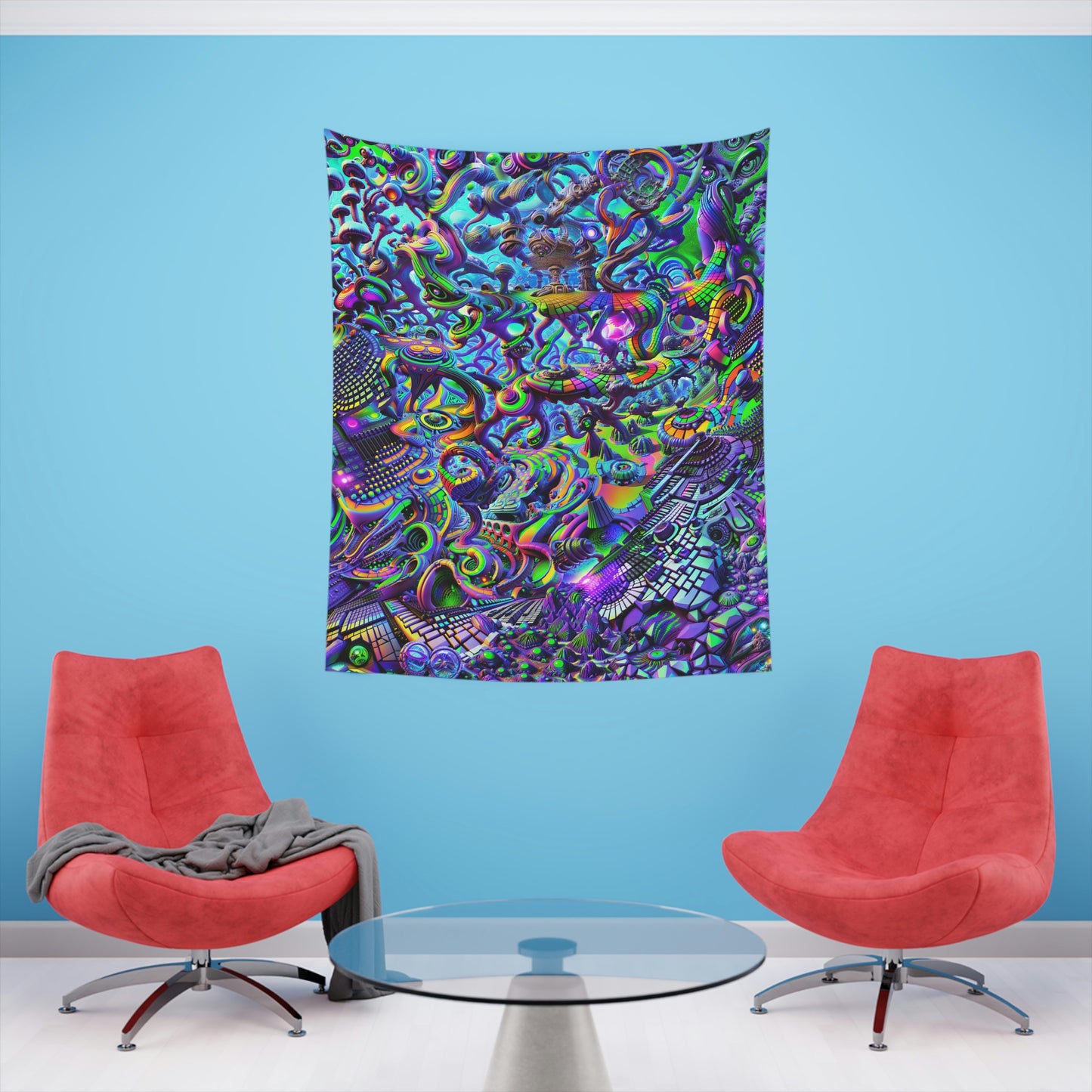 "PSYCHEDELIC WONDERLAND 2.0" Printed Wall Tapestry