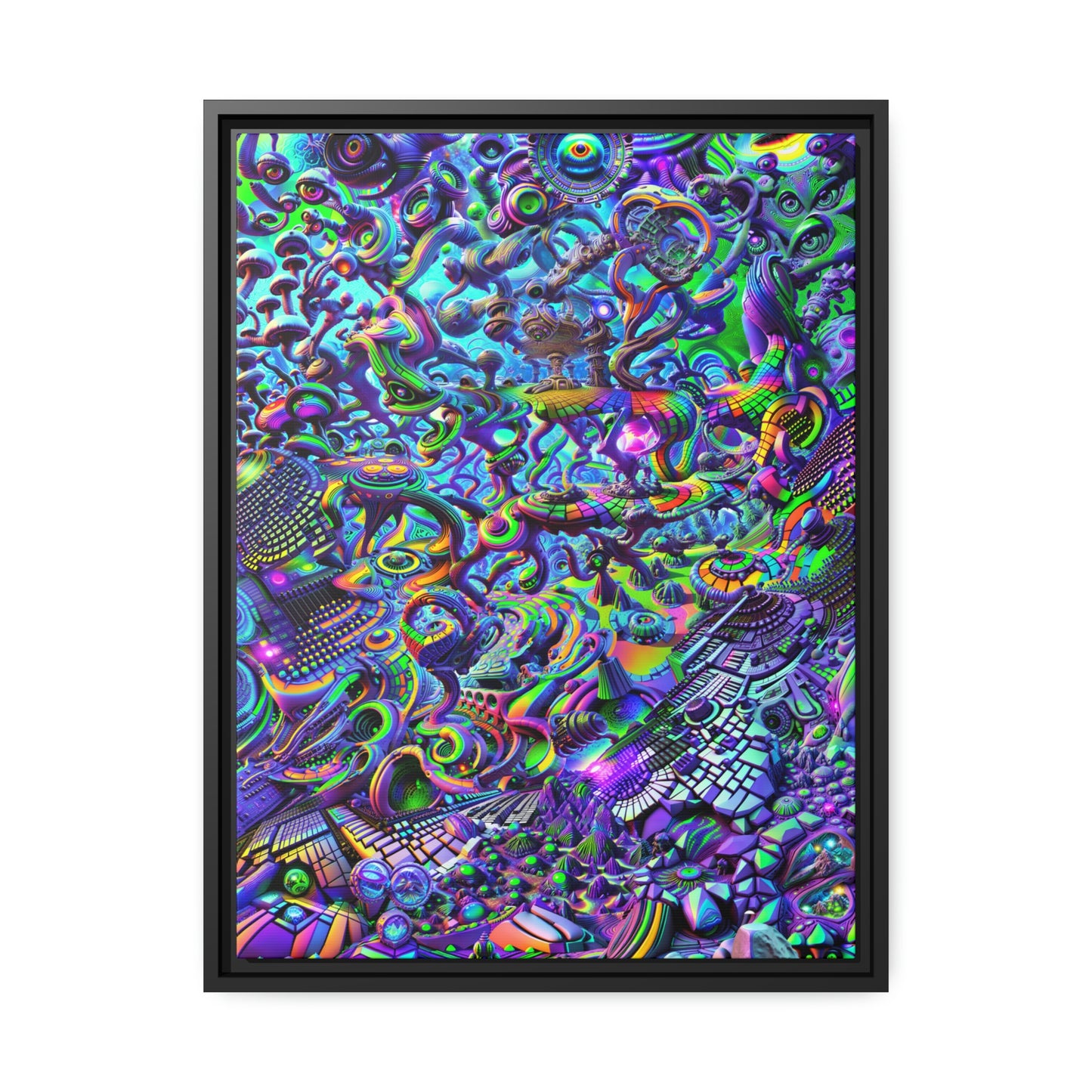 "PSYCHEDELIC WONDERLAND 2.0" Matte Canvas, Black Frame