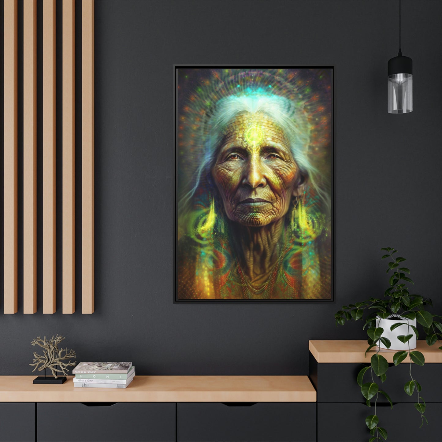 "SACRED WISDOM" Matte Canvas, Black Frame