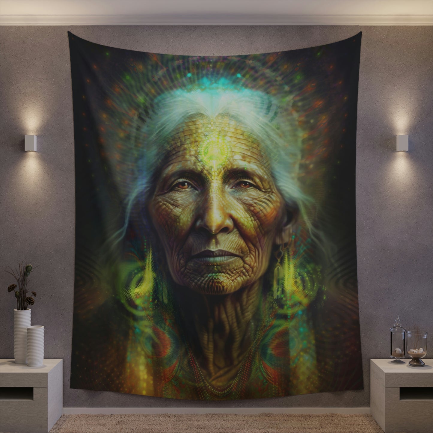 "SACRED WISDOM" Printed Wall Tapestry