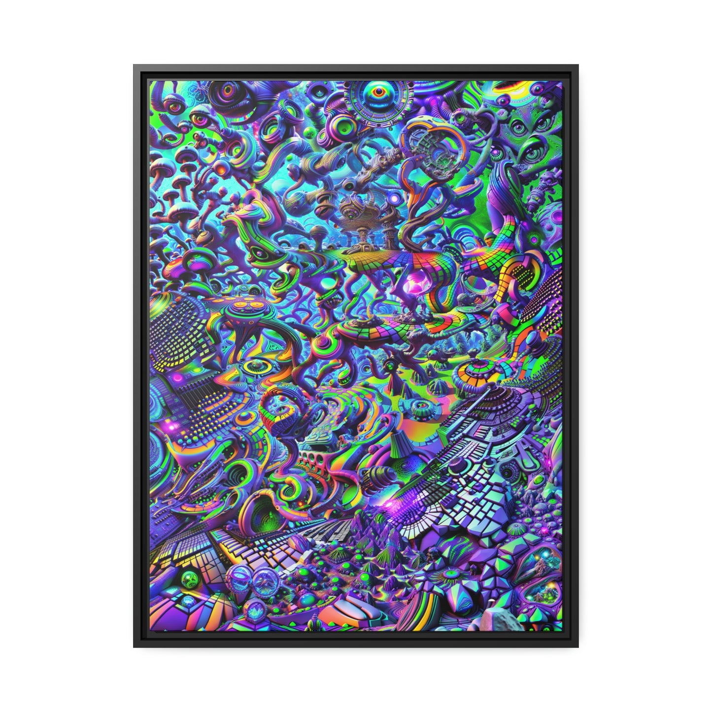 "PSYCHEDELIC WONDERLAND 2.0" Matte Canvas, Black Frame