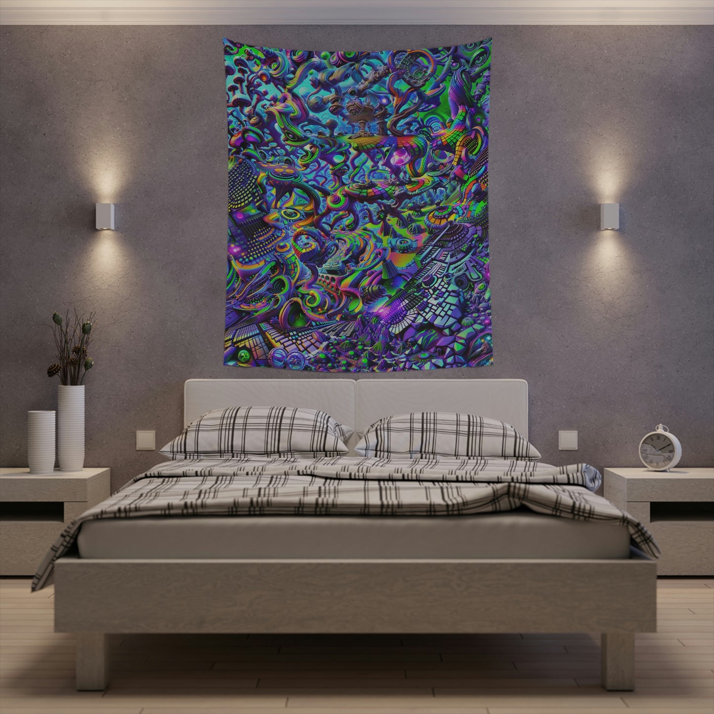 "PSYCHEDELIC WONDERLAND 2.0" Printed Wall Tapestry