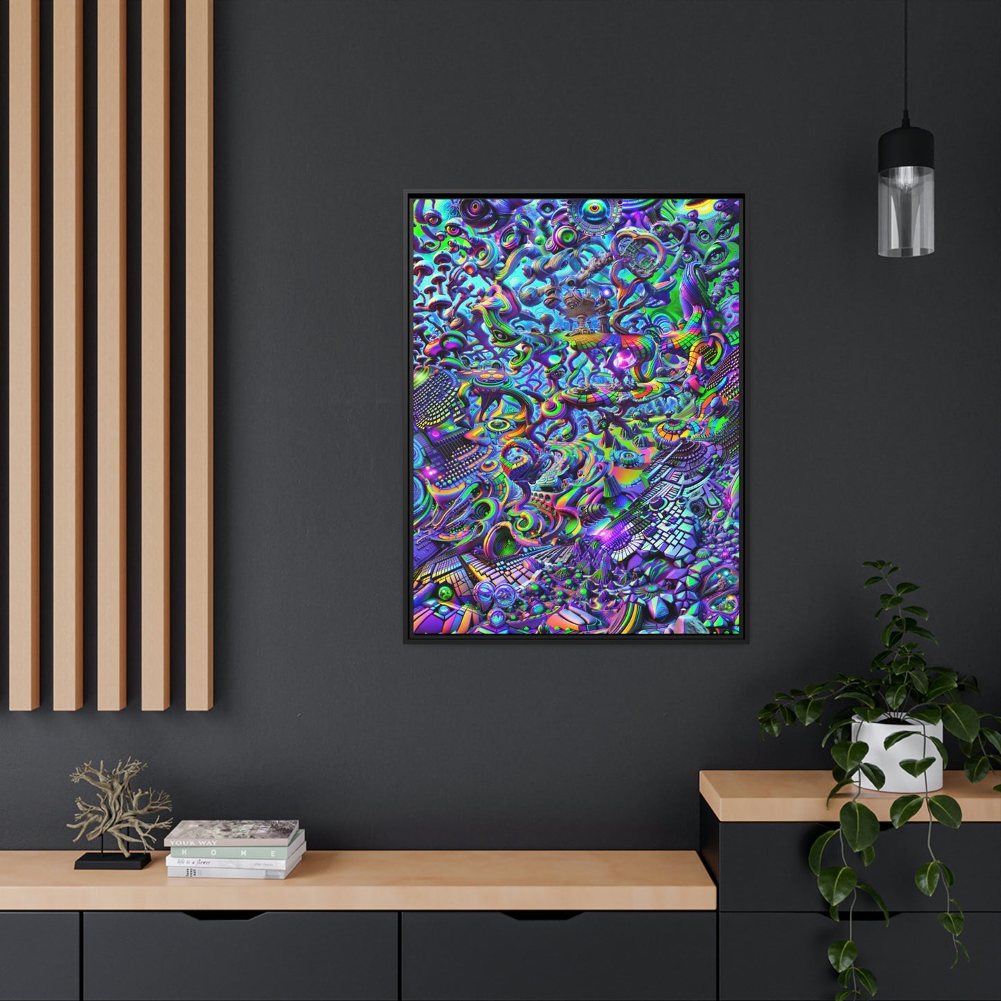 "PSYCHEDELIC WONDERLAND 2.0" Matte Canvas, Black Frame